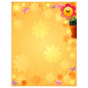 Summer flower paper background floral pattern with smiley sun