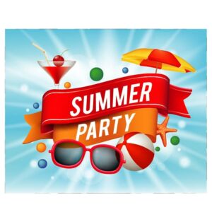 Summer party background with summer items