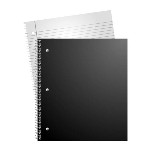 Top view of spiral notebook with page
