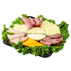 Tray classic meat and cheese servings Vector