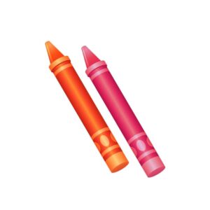 Wax colorful crayons in pink and orange color