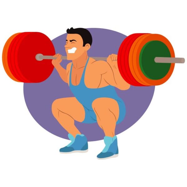 Weightlifter man training his strength illustrations