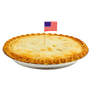 Whole apple pie with american flag