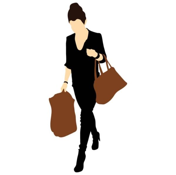 Woman walking with handbag and shopping bag