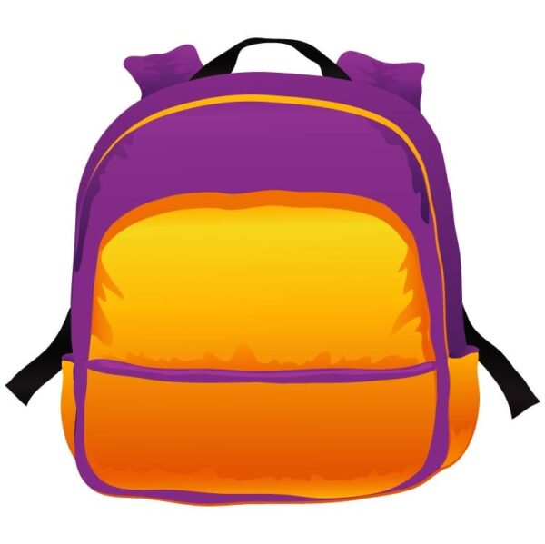Yellow and purple color schoolkid backpack