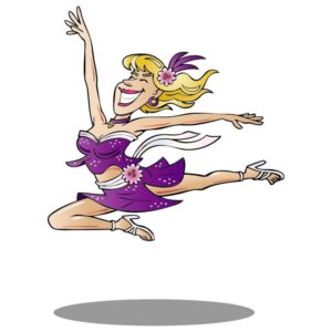 Young woman belly dancing in nightclub palatinate purple dress