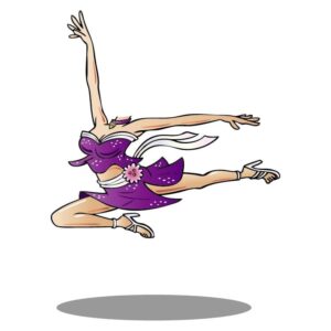 Young woman belly dancing in nightclub palatinate purple dress
