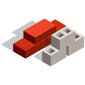 Abstract cubic isometric object or Set of 3d bricks in isometric