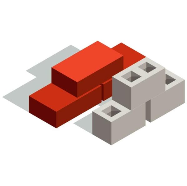 Abstract cubic isometric object or Set of 3d bricks in isometric