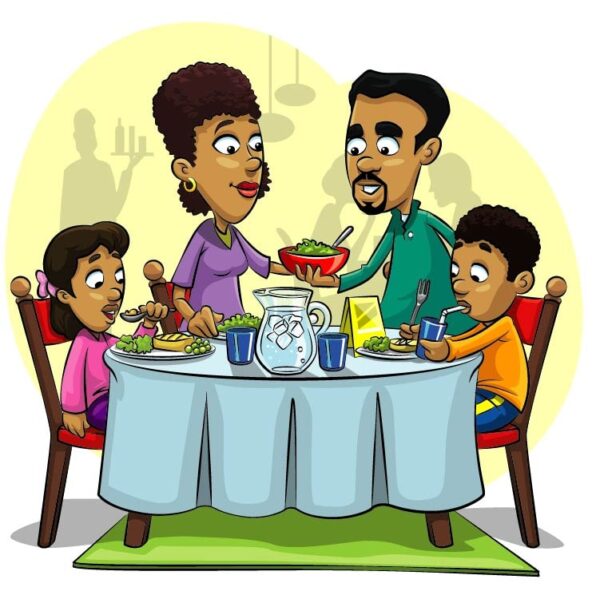 African american family dinner on table