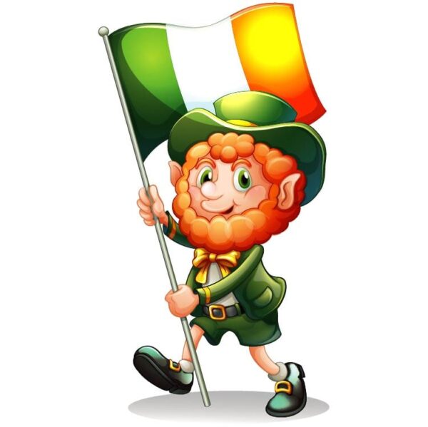 An old man holding the flag of Ireland