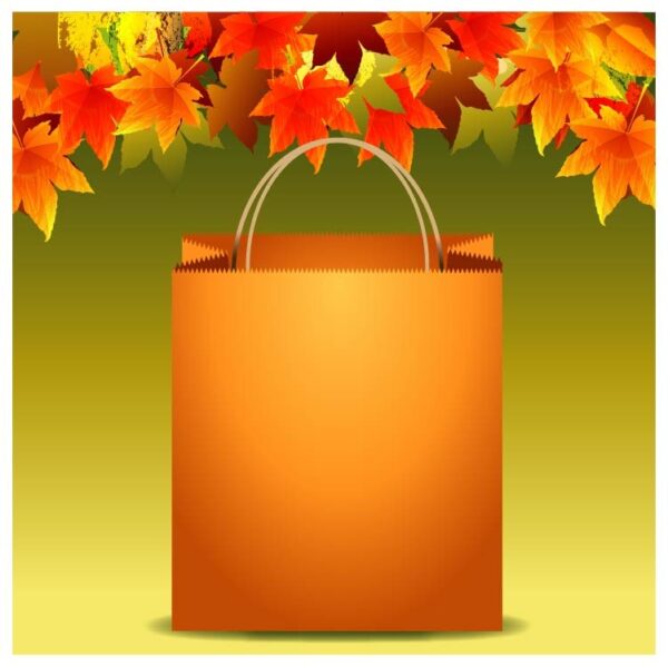 Autumn falls theme with shopping bag