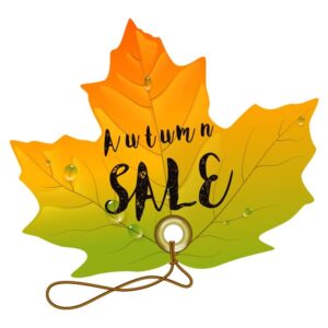 Autumn nature sale tag on autumn leave