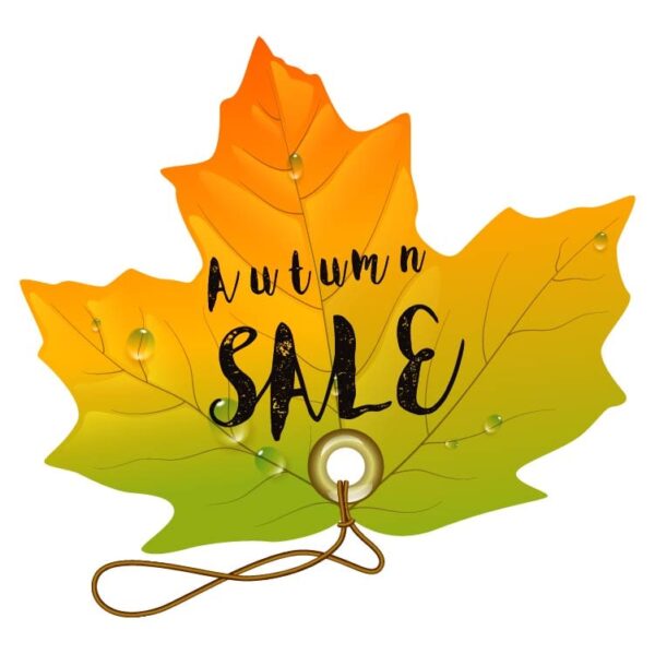 Autumn nature sale tag on autumn leave
