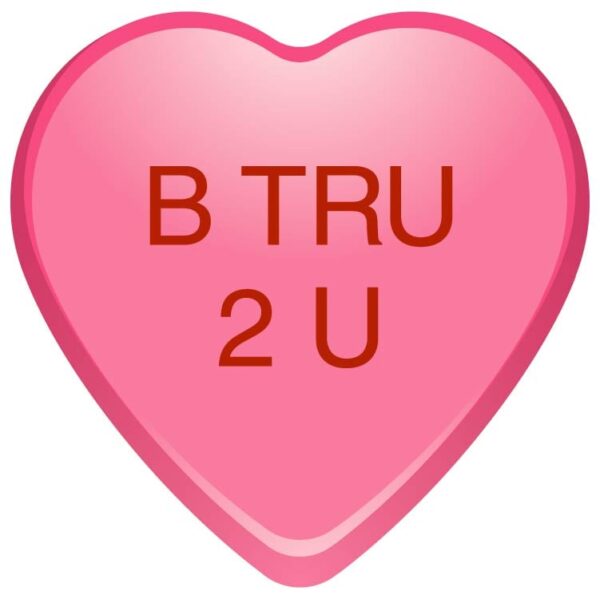 B tru 2 u slogan on pink color heart shape for love heart valentine day