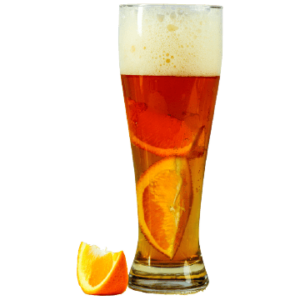 Beer with an Orange Slice or Wheat beer with orange slice