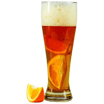 Beer with an Orange Slice or Wheat beer with orange slice