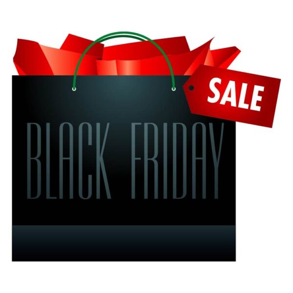 Black friday sale with shopping bag