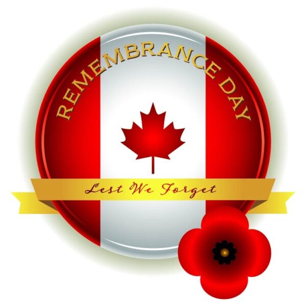 Canada remembrance day with slogan lest we forget