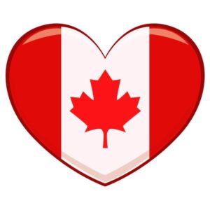 Canadian flag in heart or heartshaped canada flag