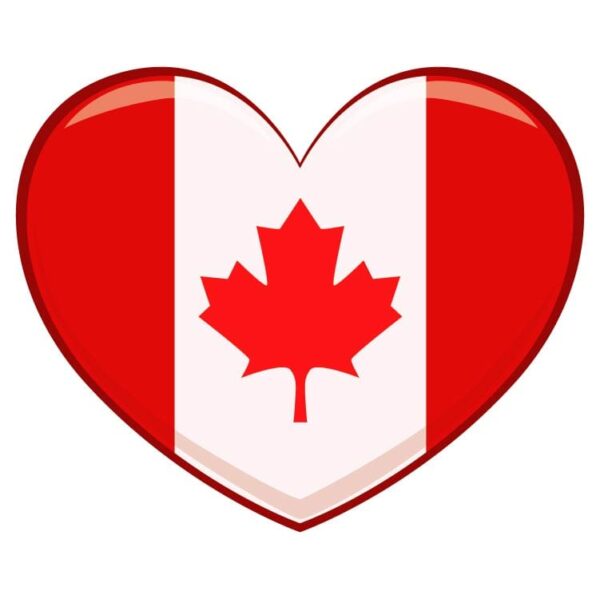 Canadian flag in heart or heartshaped canada flag