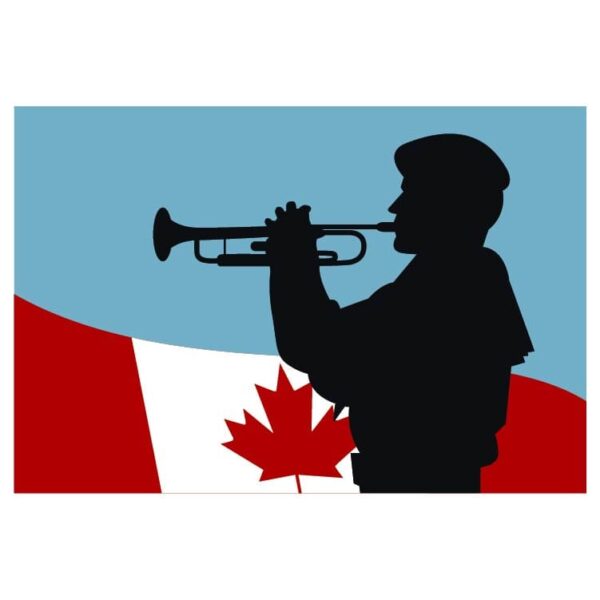 Canadian flag military trumpet salute