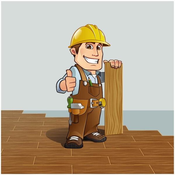 Carpenter installing wood flooring