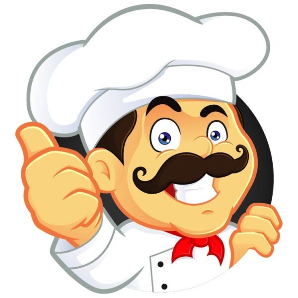 Cartoon happy chef man giving a thumb up