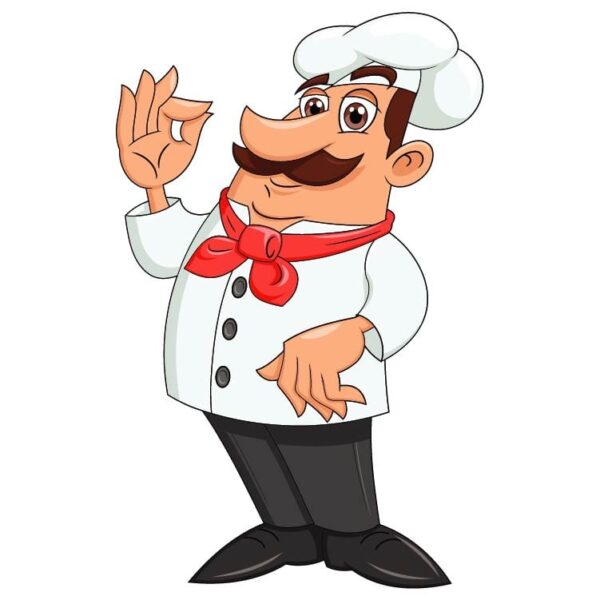 Cartoon happy chef man with ok sign