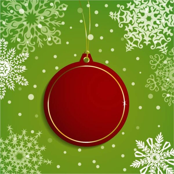 Christmas ball cutout on flourish background