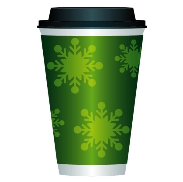 Christmas coffee paper cup with green color snowflake