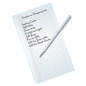 Christmas shopping list with pen and paper