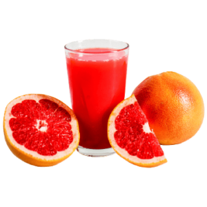 Citrus juices grapefruit juice in a glass with fresh fruit