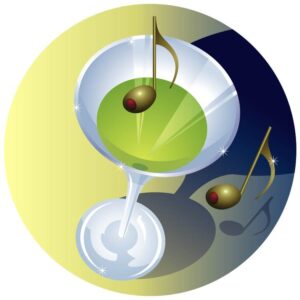 Cocktail icon with audio icon