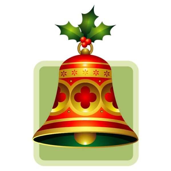 Colorful christmas bell with red berries