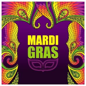 Colorful iconic mardi gras background with mask