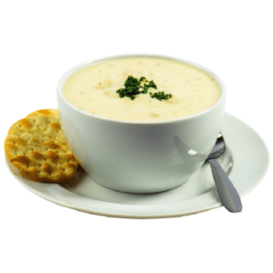 Creamy potato soup and homemade crackers