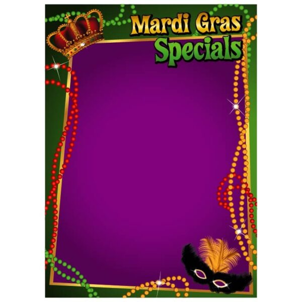 Crown cap and mardi gras mask background with Slogan mardi gras specials