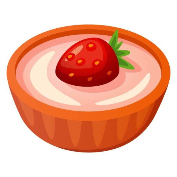 Custard pudding pie dessert sweet with strawberry fruit