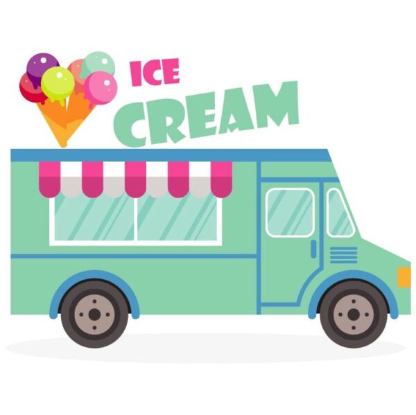Delicious ice cream or ice cream van