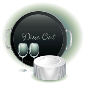 Dine out with plate and glass