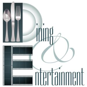 Dining and entertainment with concept restaurant theme and food video and cooking movie clapper