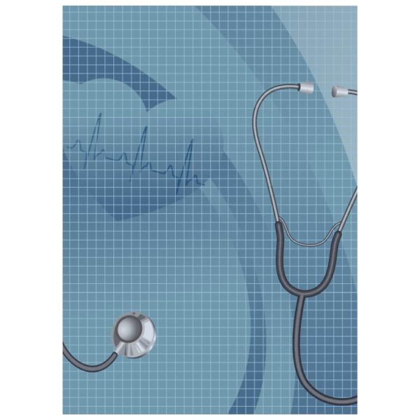 Doctor stethoscope object with heart beat on blue background