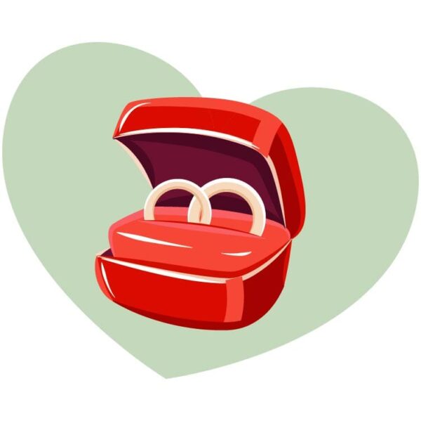 Engagement ring in a box icon