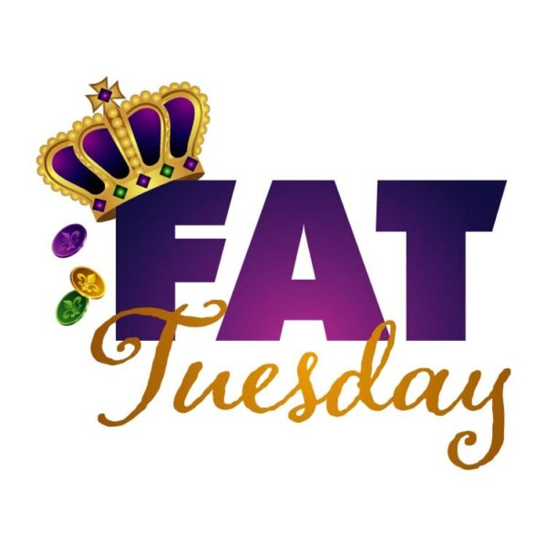 Fat tuesday with royal fleur-de-lis gems and gold lily mardi gras