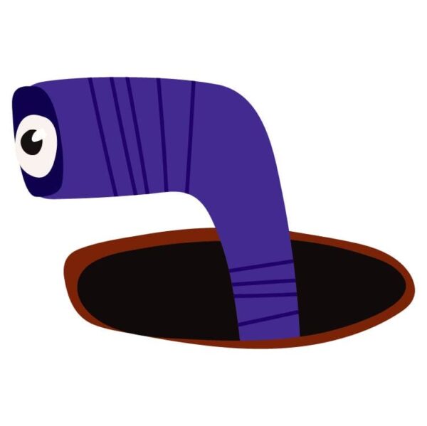 Friendly newborn purple giant anaconda snake doodle kawaii