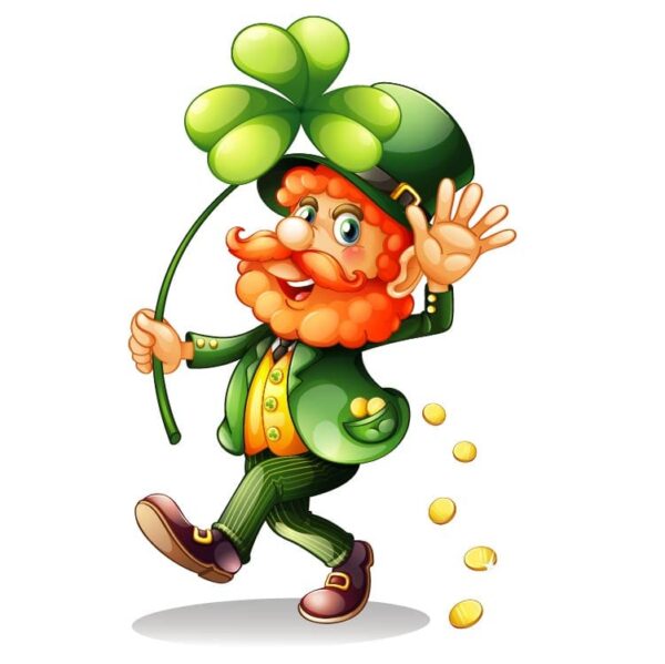 Funny leprechaun enjoying happy saint patricks day