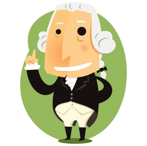 George washington cartoon character for kids history collection