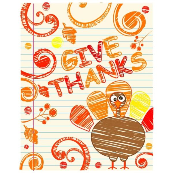 Give thanks child hand drawing painted