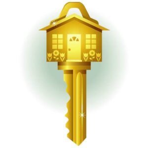 Golden house key to a new house